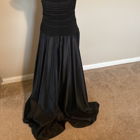 Tadashi Black evening gown long, mesh stripes beautiful, s:L - Picture 4 of 7